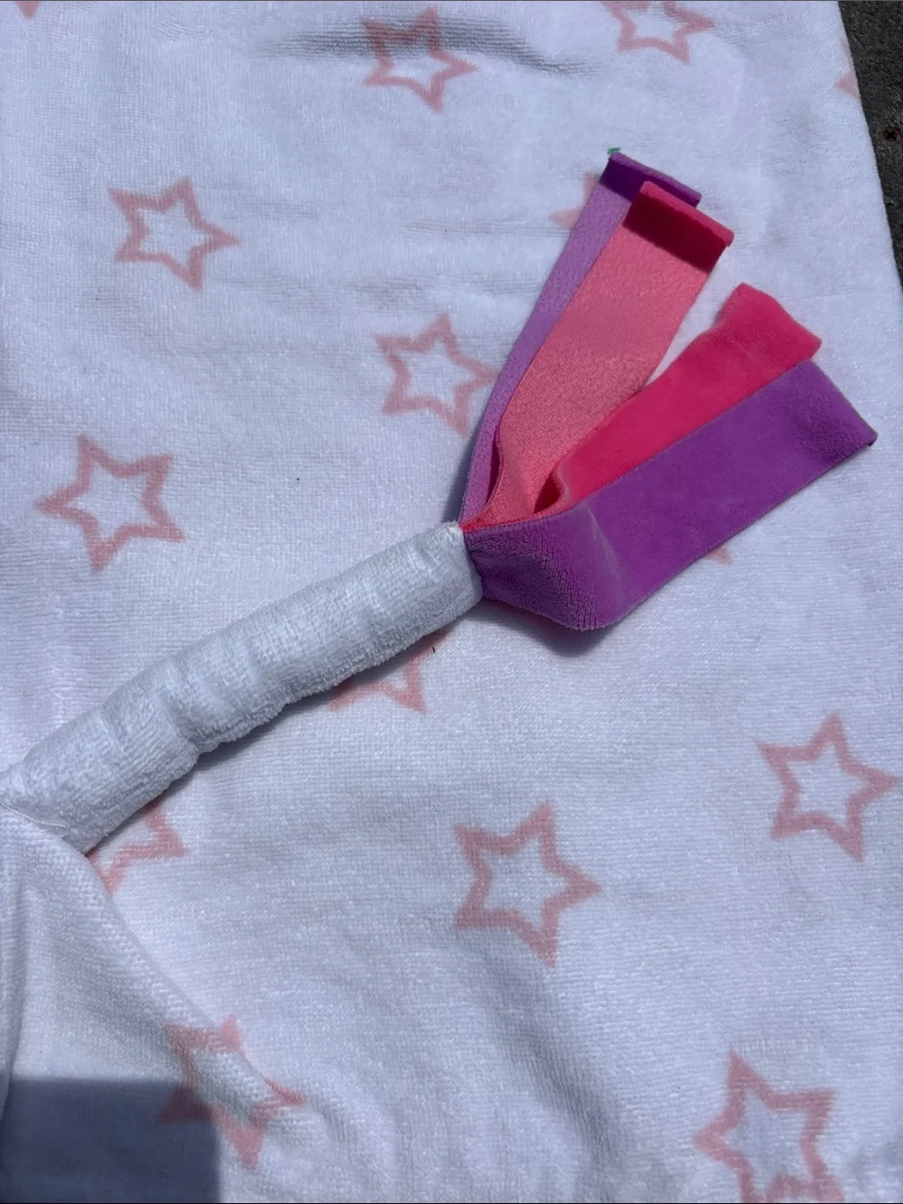 Kids White & Pink Star Hooded Bath Towel with Sparkle Unicorn, Shower, 4’ x 2’